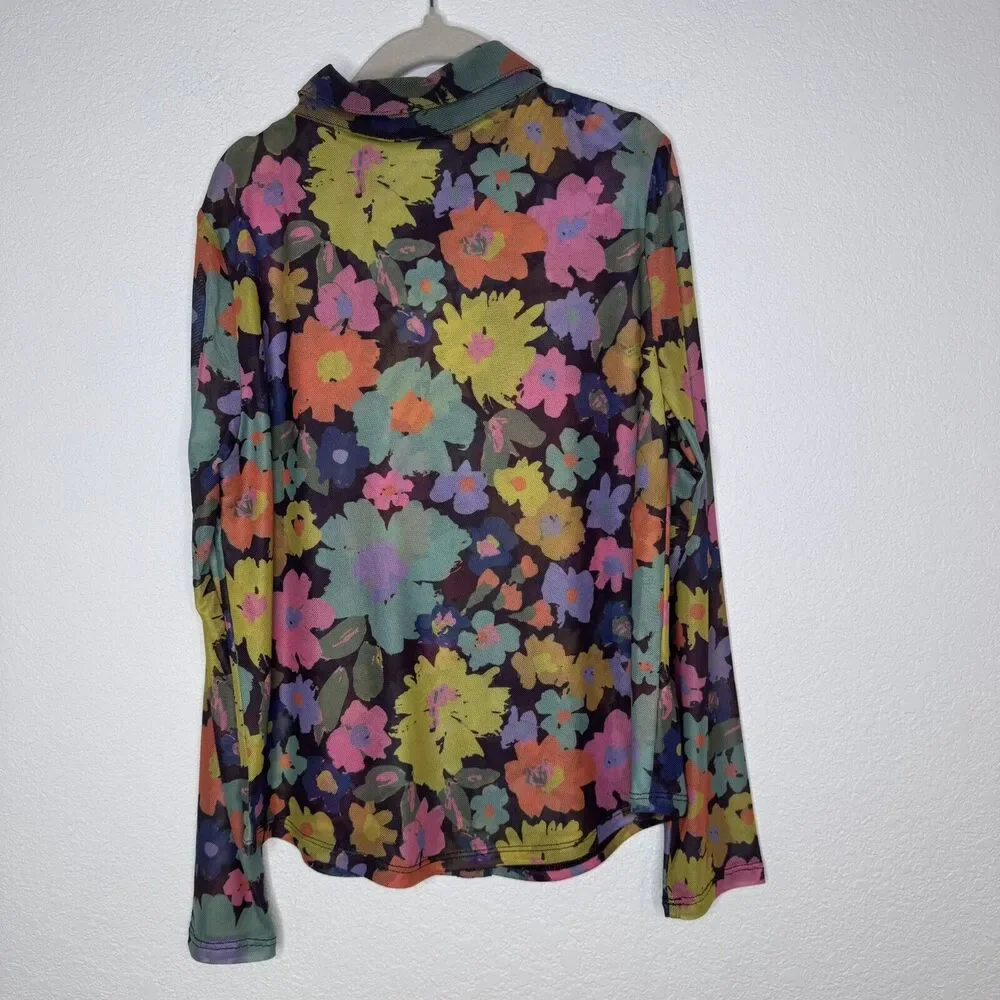 NEW Finding Foxtale Girls Flower Power Blouse Size 10 Colorful Soft 70s Hippie‎
